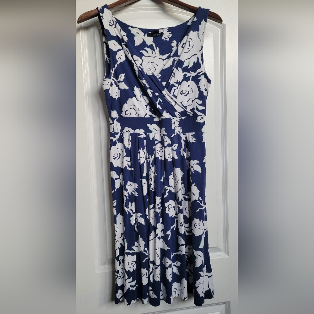 Lands' End Blue and White Floral Midi Dress